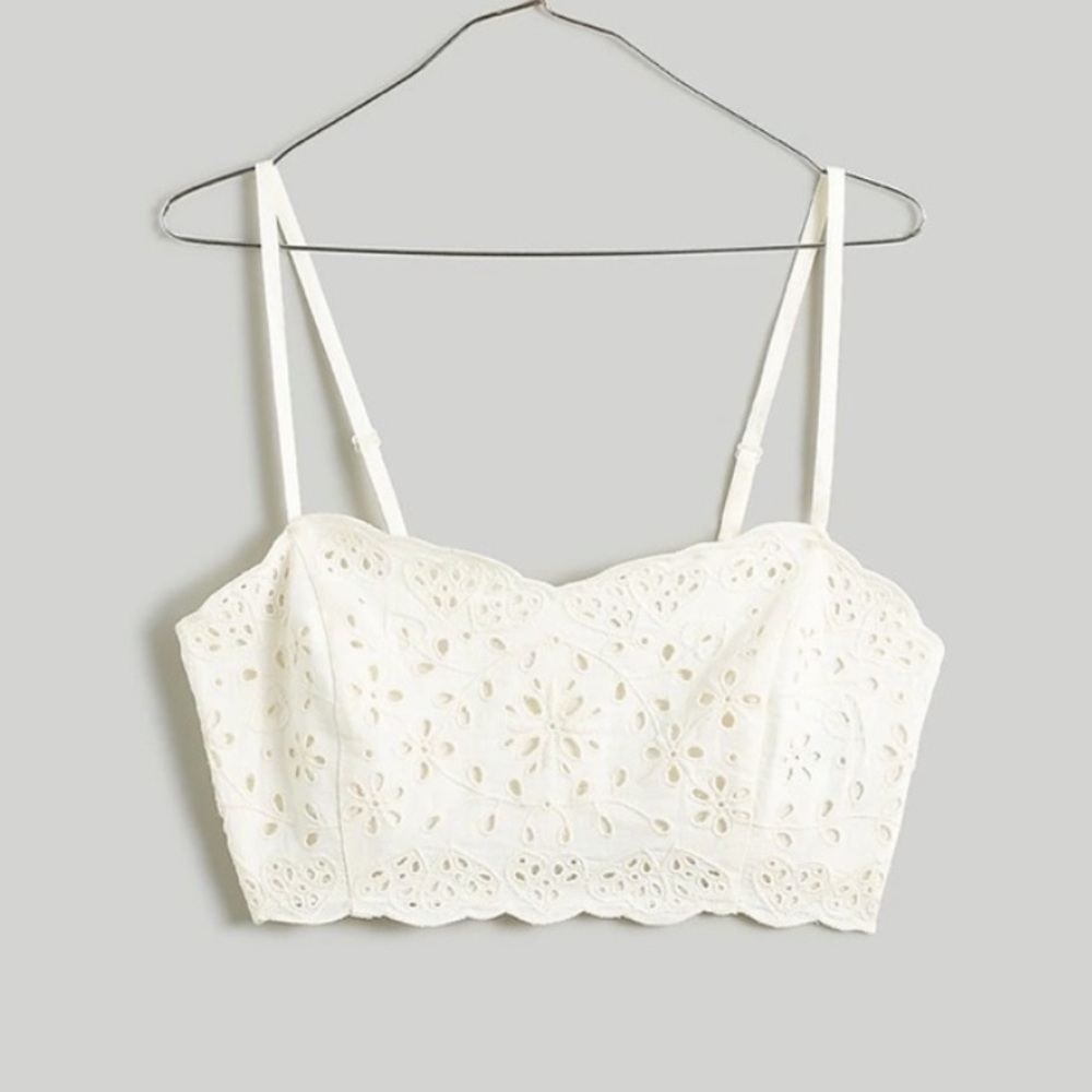 NWT! MADEWELL EYELET LINEN BLEND CROP TANK TOP